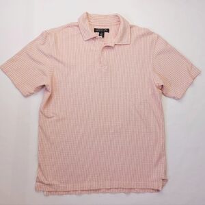 Structure Vintage Orange White Checked 100% Cotton Knit Polo Shirt Mens Small